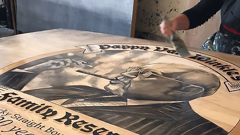 Timelapse of: My PappyVanWickle wood panel being varnished